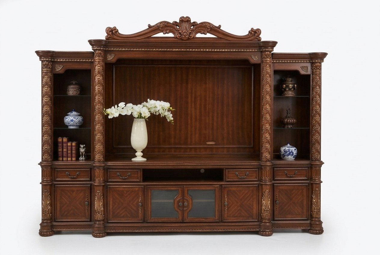 Baroque style made of real wooden massive showcase/cupboard for living/dining room