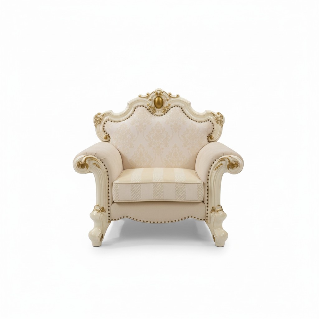 Baroque style made of real wooden living room massive armchair