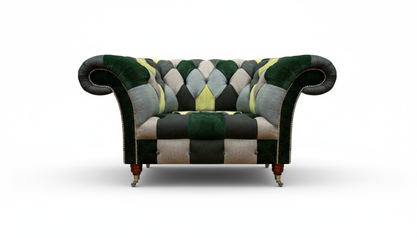 Textile fabric chair modern furnishings seating furniture upholstered armchair Chesterfield