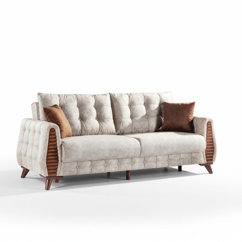 Textile Sofa 3-Seater Sofa Upholstered Sofas Designer Couch Furniture Three-Seater New