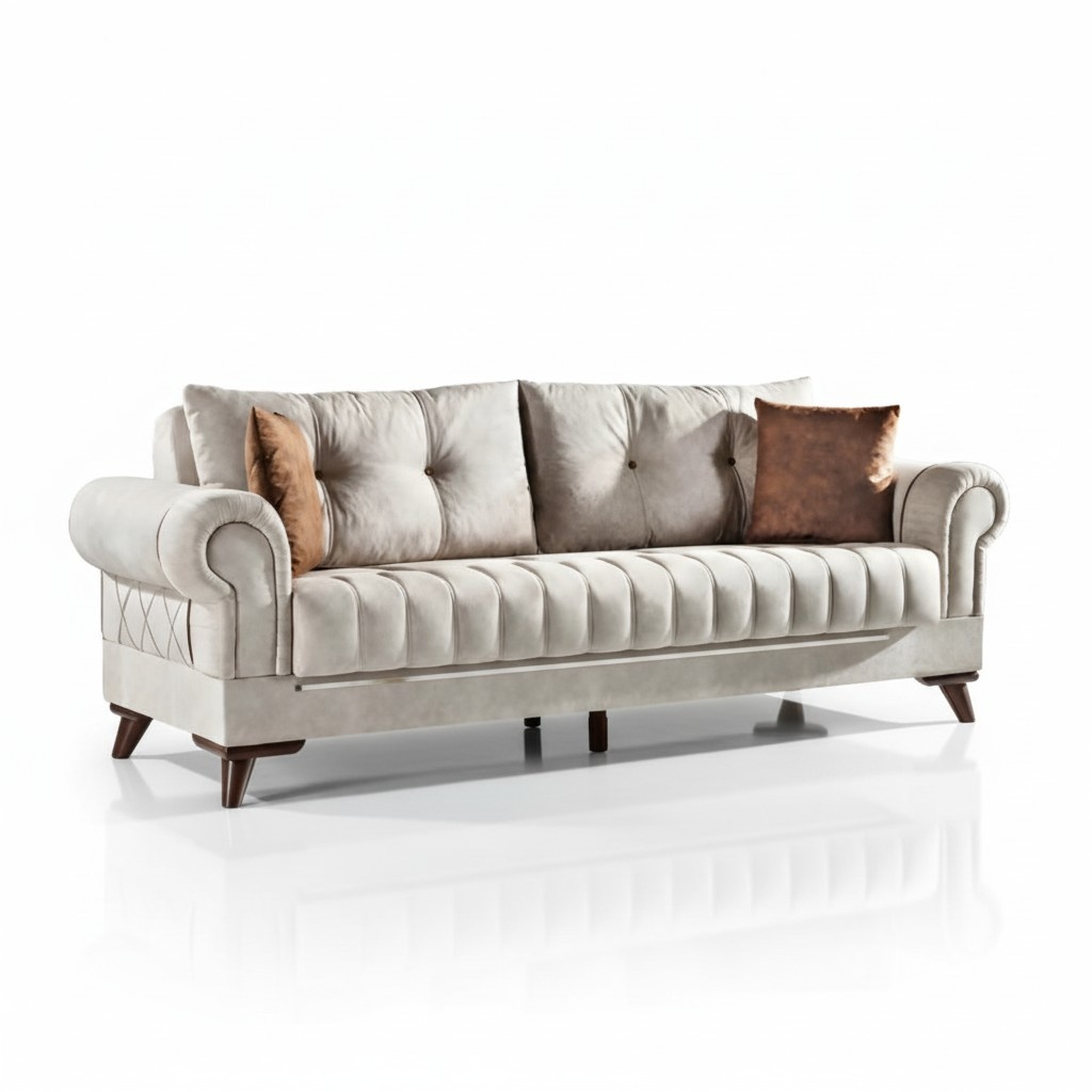 Textile Sofa 3-Seater Upholstered Sofas Design Couch Furniture Three-Seat Couches