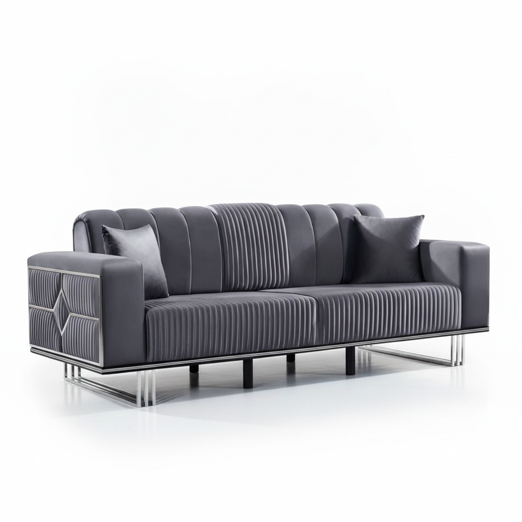 Textile Sofa 3-Seater Sofa Upholstered Sofas Design Couch Furniture Three-Seater New