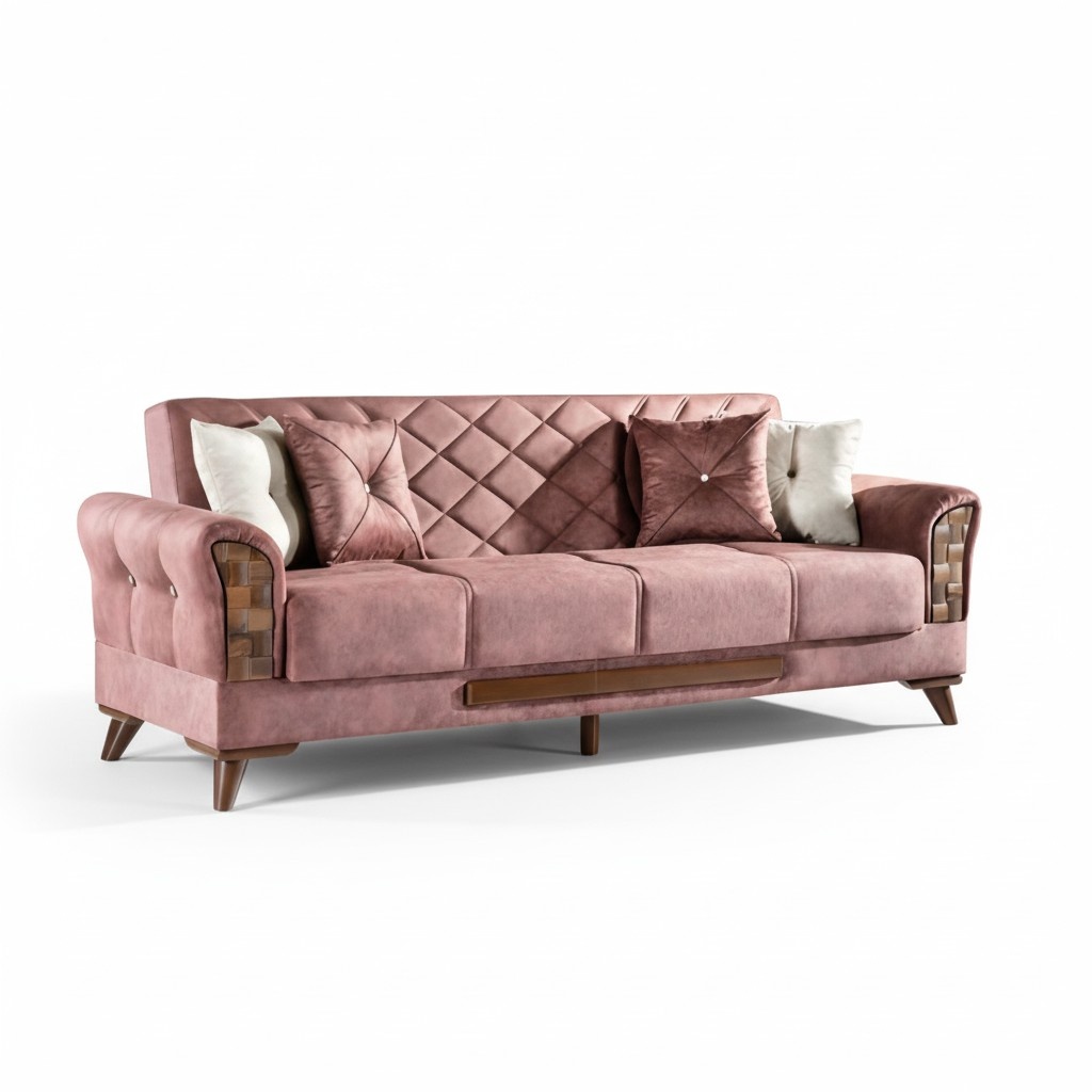 Textile Sofa 3-Seater Upholstered Sofas Design Couch Furniture Three-Seater 225cm