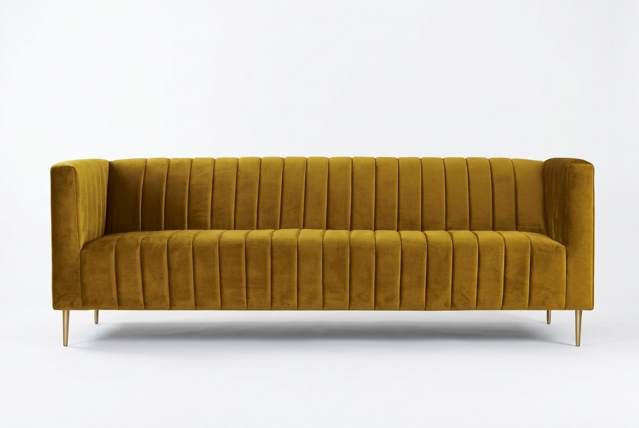 Three-seater Brown Italian Furniture Sofa Fabric Living Room Couches Upholstered Sofas