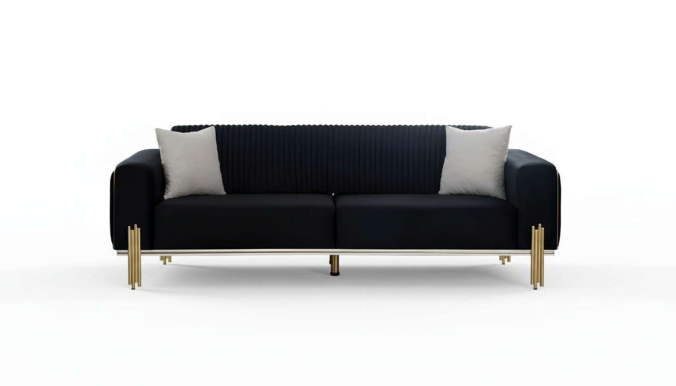 Three Seater Couch Furniture Velvet Designer Gold Metal Upholstered Modern Couches New