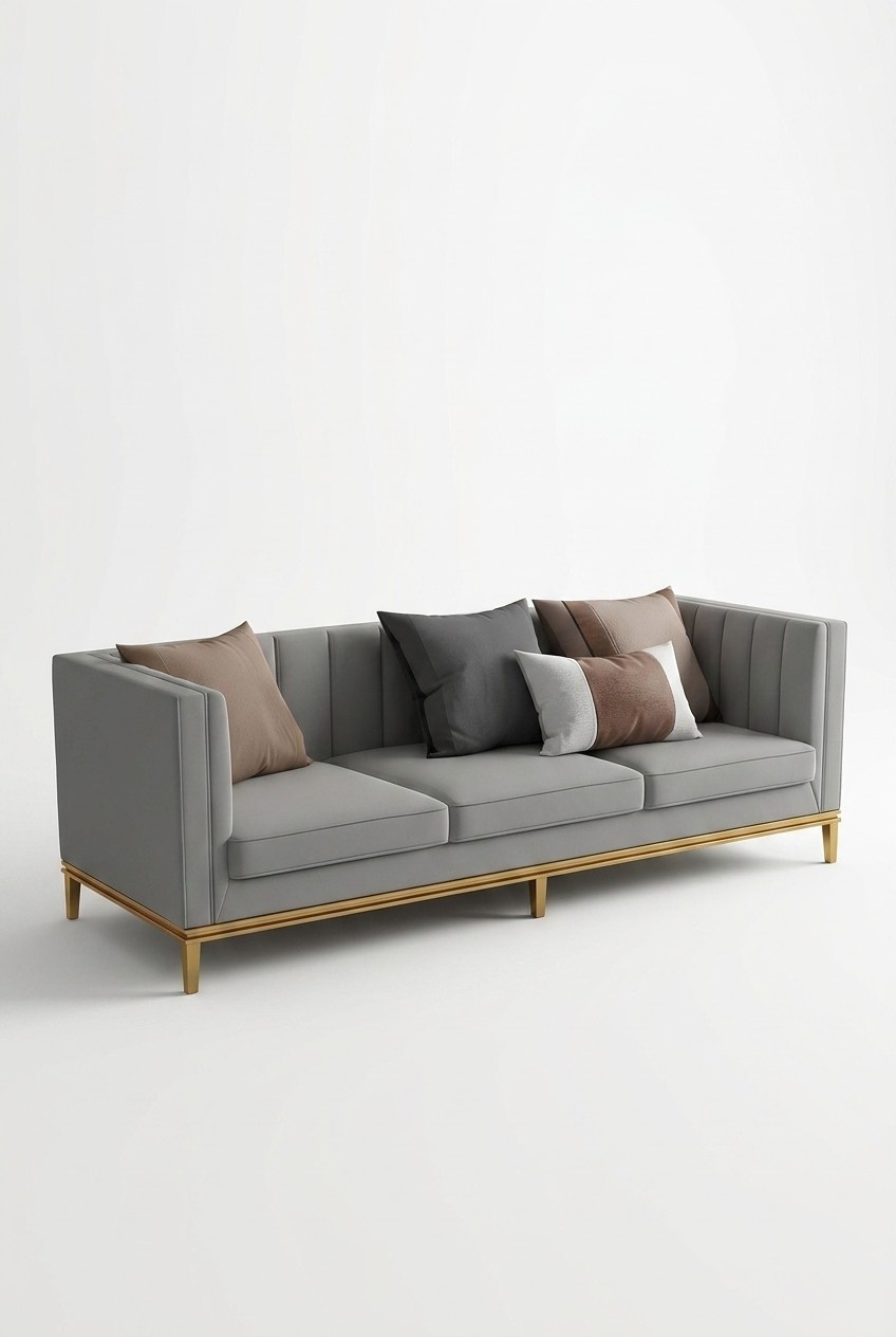 Three Seater Couch Upholstery Design Sofa 3 Seat Sofas Room Gray Chesterfield New