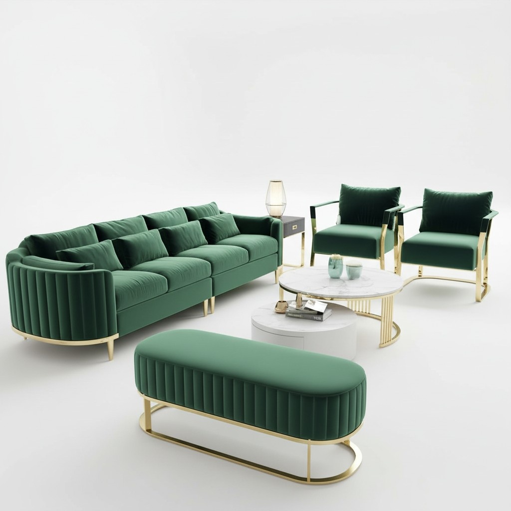 Three Seater Couch Upholstery Design Sofa 3 Seat Sofas Room Furniture Green Modern