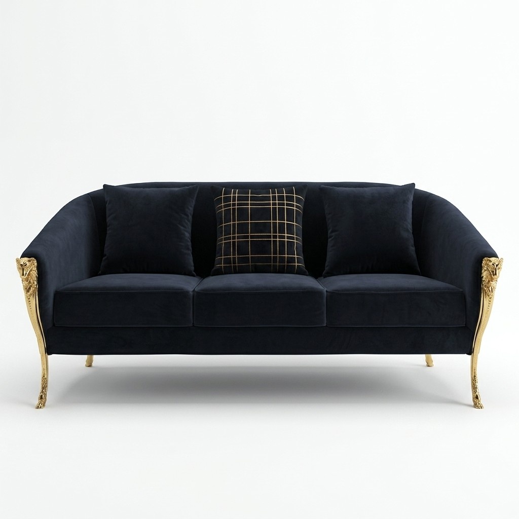Three-seater couch upholstery furniture velvet luxury furnishings fabric couches