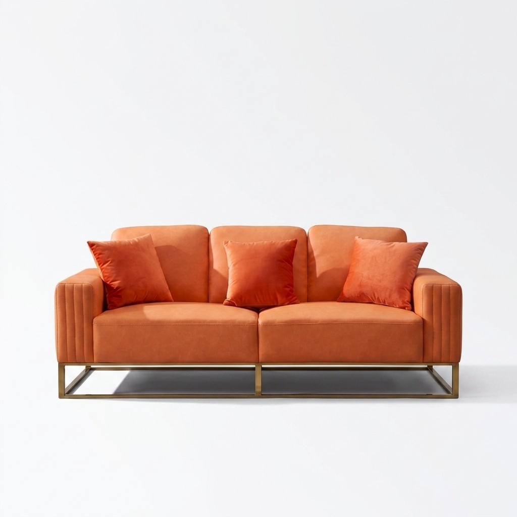 Three-seater couch upholstered leather sofa 3-seater couches wood modern style sofas new !