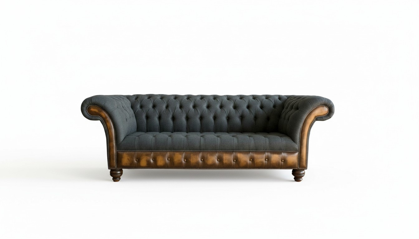 Three Seater Dark Gray Chesterfield Design Couches Upholstery Classic Sofas New