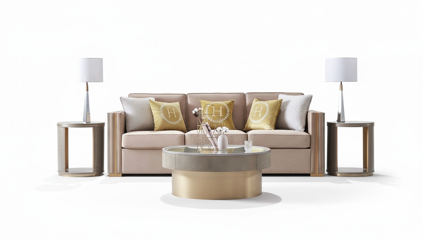 Three seater design upholstery seat textile sofa 3 seater furniture beige new luxury furniture