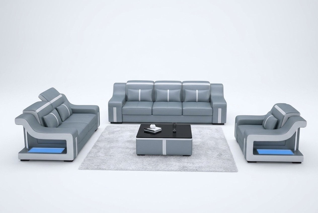 Three Seater Designer Sofa Couch 3 Seat Upholstery Leather Couches Big Sofas Illuminated