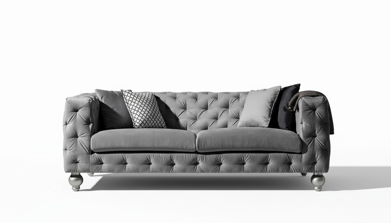 Three Seater Fabric Living Room Grey Design Sofa Sofas Velvet xxl big Cushions Couches