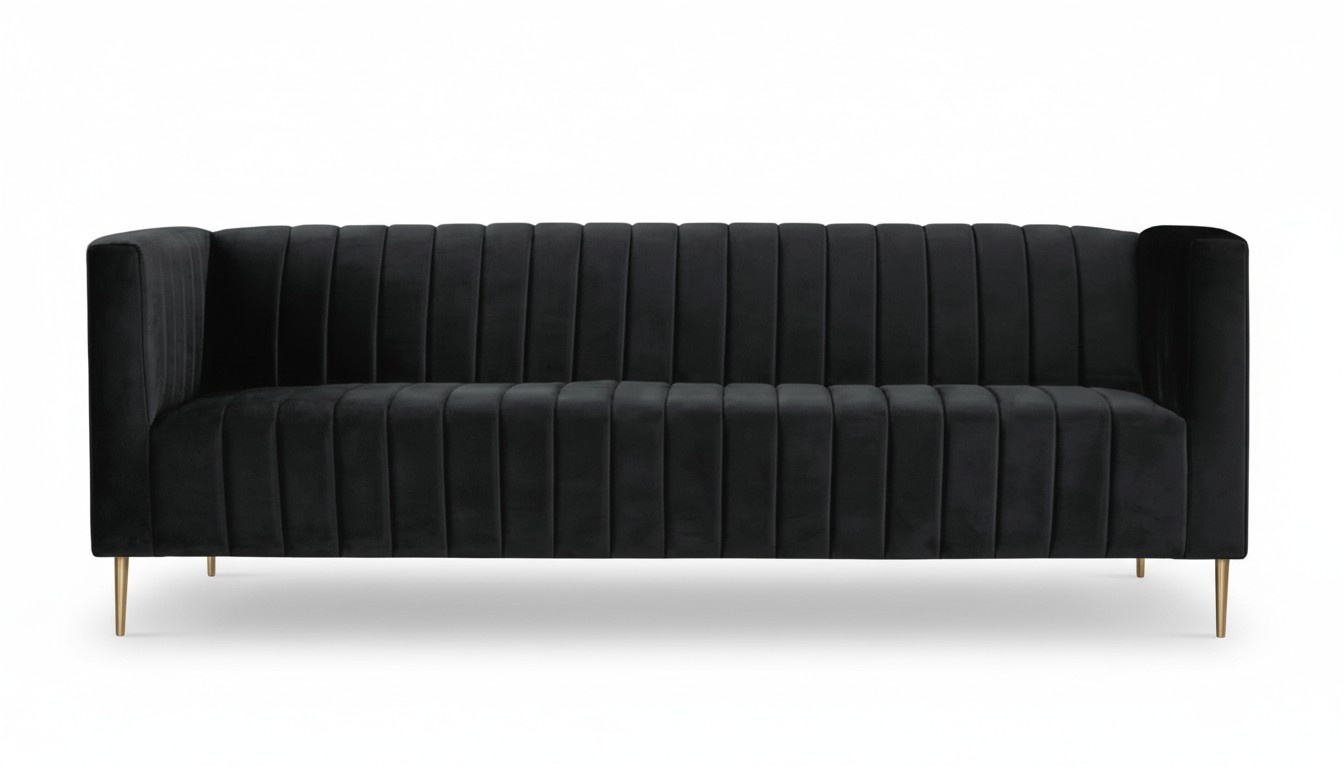 Three-seater fabric living room design couches upholstered sofa sofas black new textile