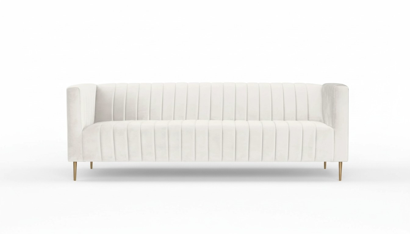Three-seater ivory fabric living room sofas design couches upholstered sofa white