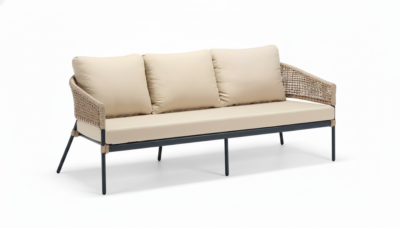 Three-seater rattan furniture garden terrace sofa furniture balcony couch lounge