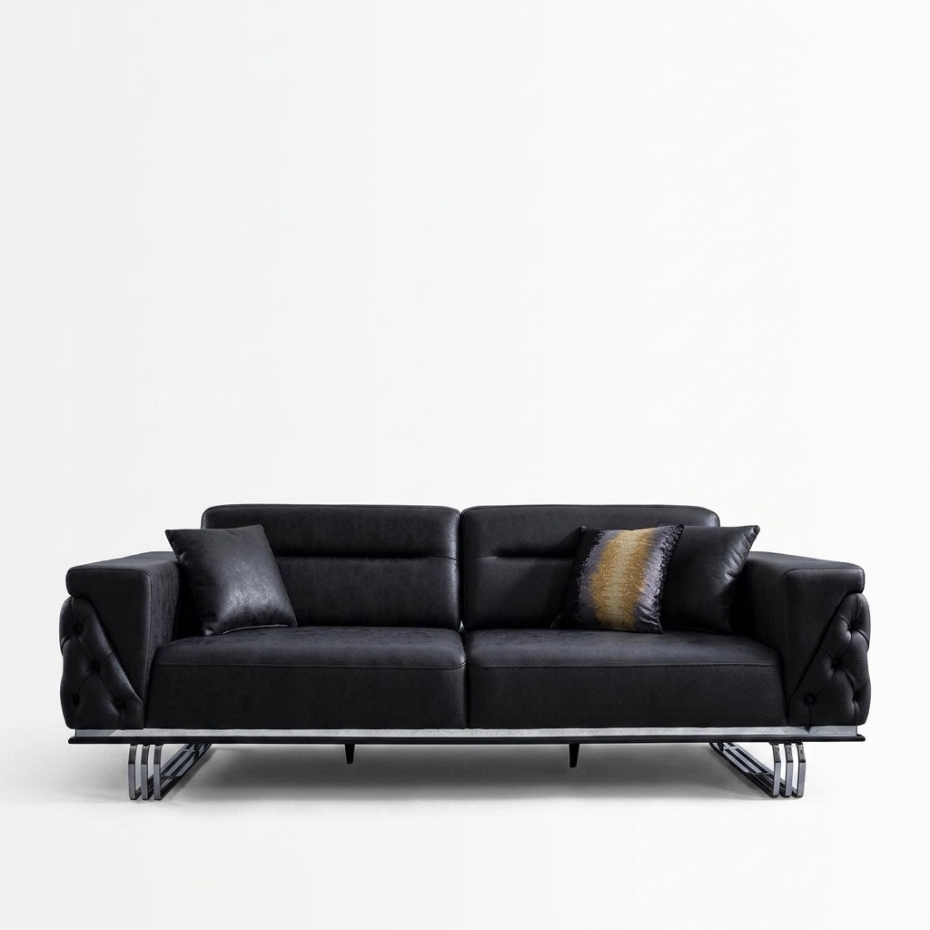 Three seater sofa 3 seater sofas black leatherette living room luxury