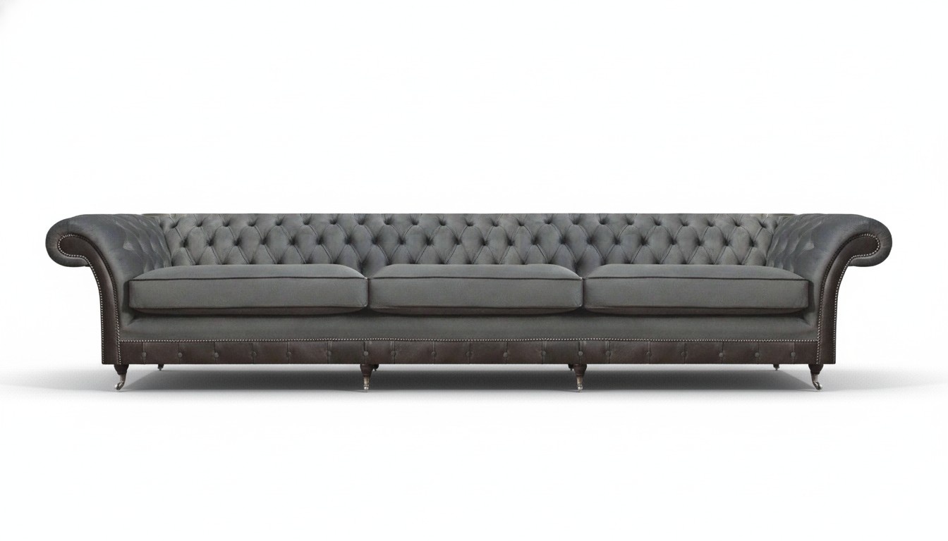 Three-seater sofa couch designer furniture living room upholstered seat Chesterfield