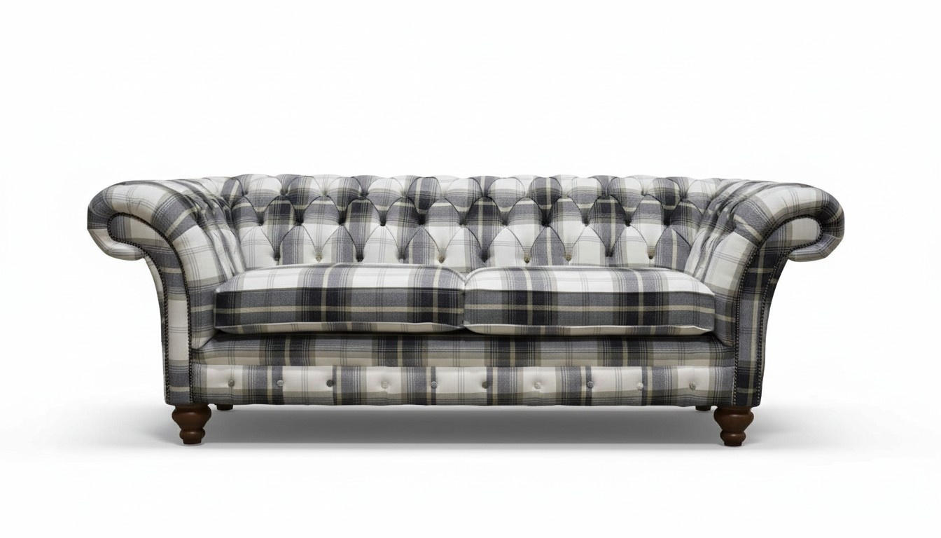 Luxury Chesterfield 3-Seater Sofa, New Textile Couch