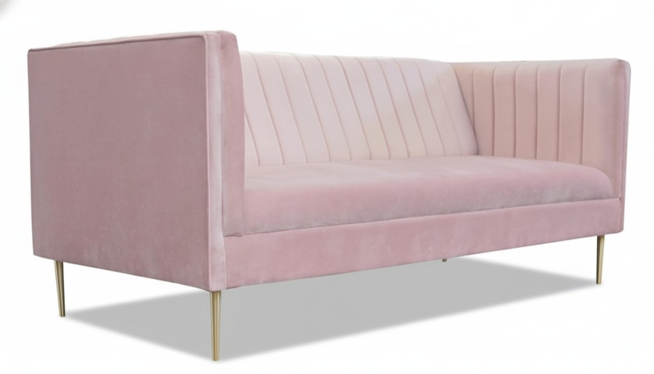 Three-seater sofa sofas pink fabric living room design couches upholstery new textile
