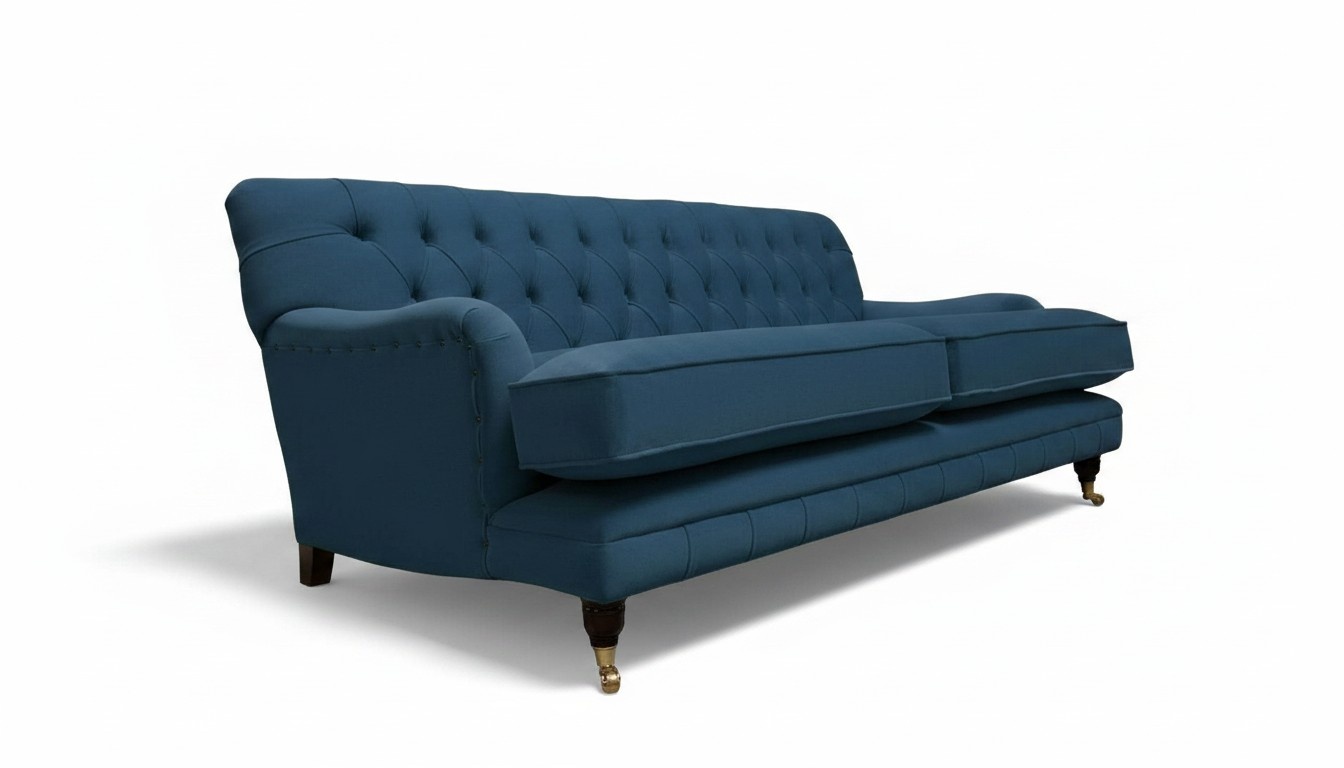 Three Seater Couch Upholstery Design Sofa Blue Seat Sofas Furniture Chesterfield