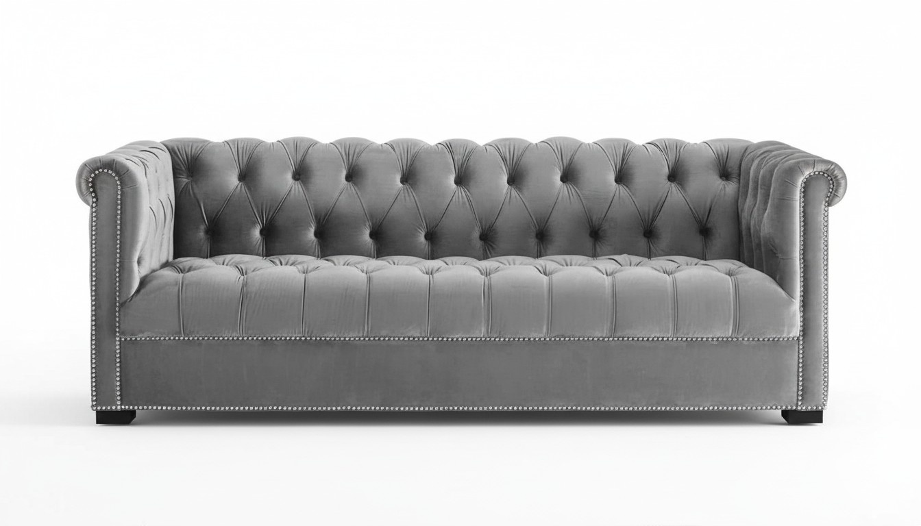 Three-Seater Gray Chesterfield Living Room Modern Design Sofa New Original Furniture