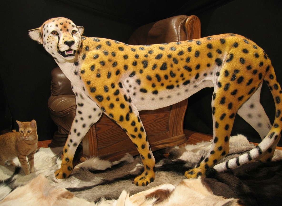 Decorative sculpture designed as a original colored cheetah 85cm (A281A)