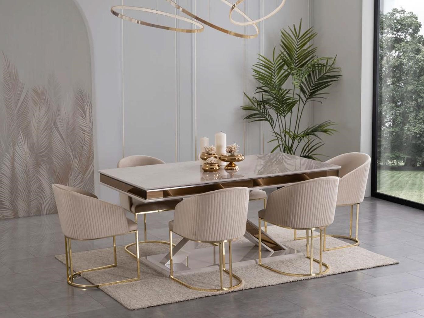 Dining Room Set Dining Table with 4x Armchair Chair Sets