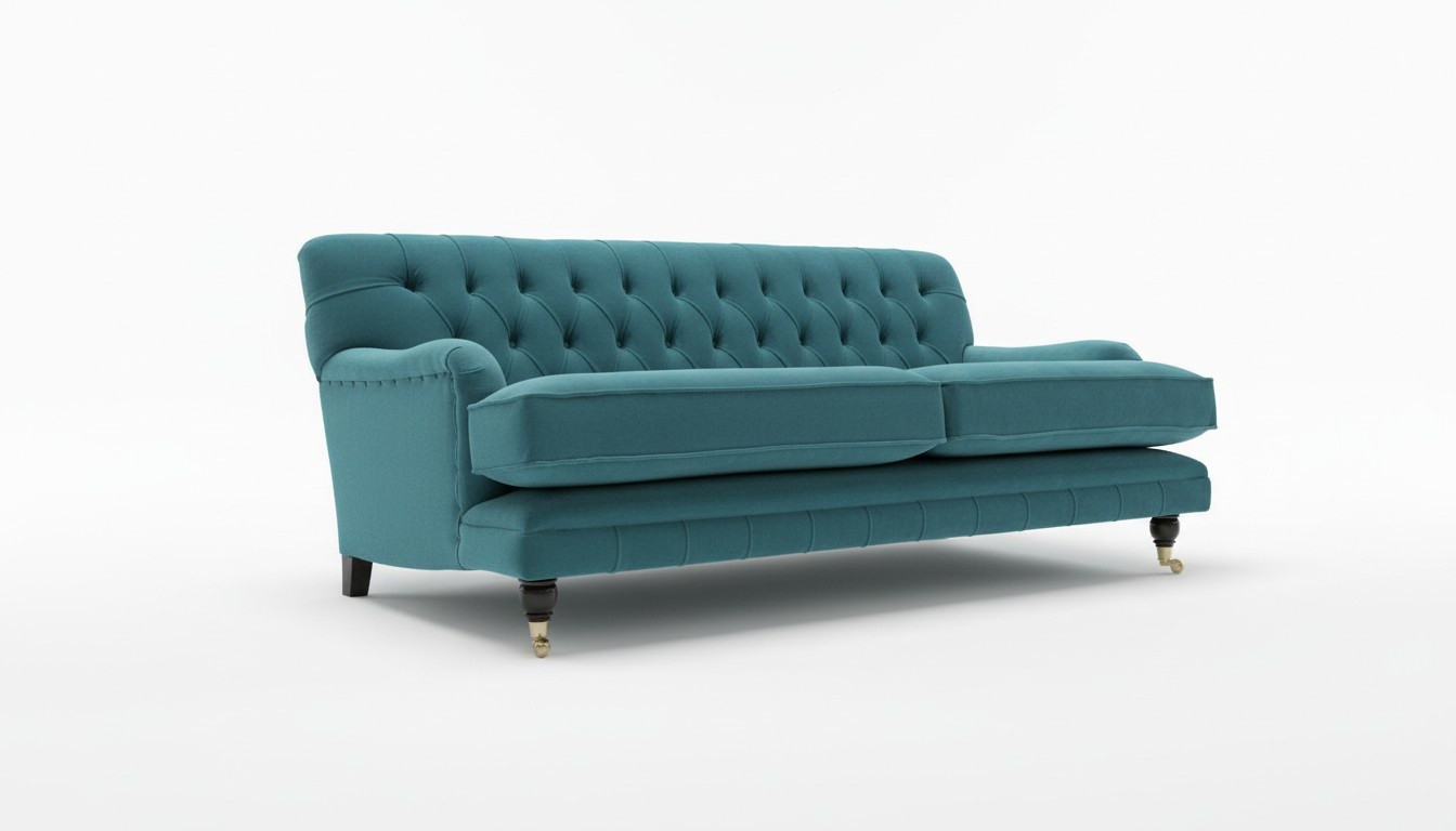 Comfortable Sofa 3-Seater Blue Textile Upholstery Turquoise Modern Furniture Design Couch With Cushions New