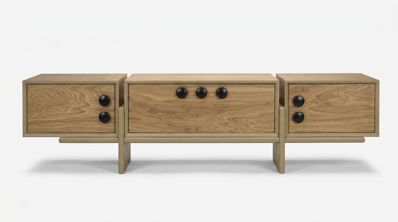 TV Stand RTV Lowboard Brown Table Wood Modern Living Room Sideboard New