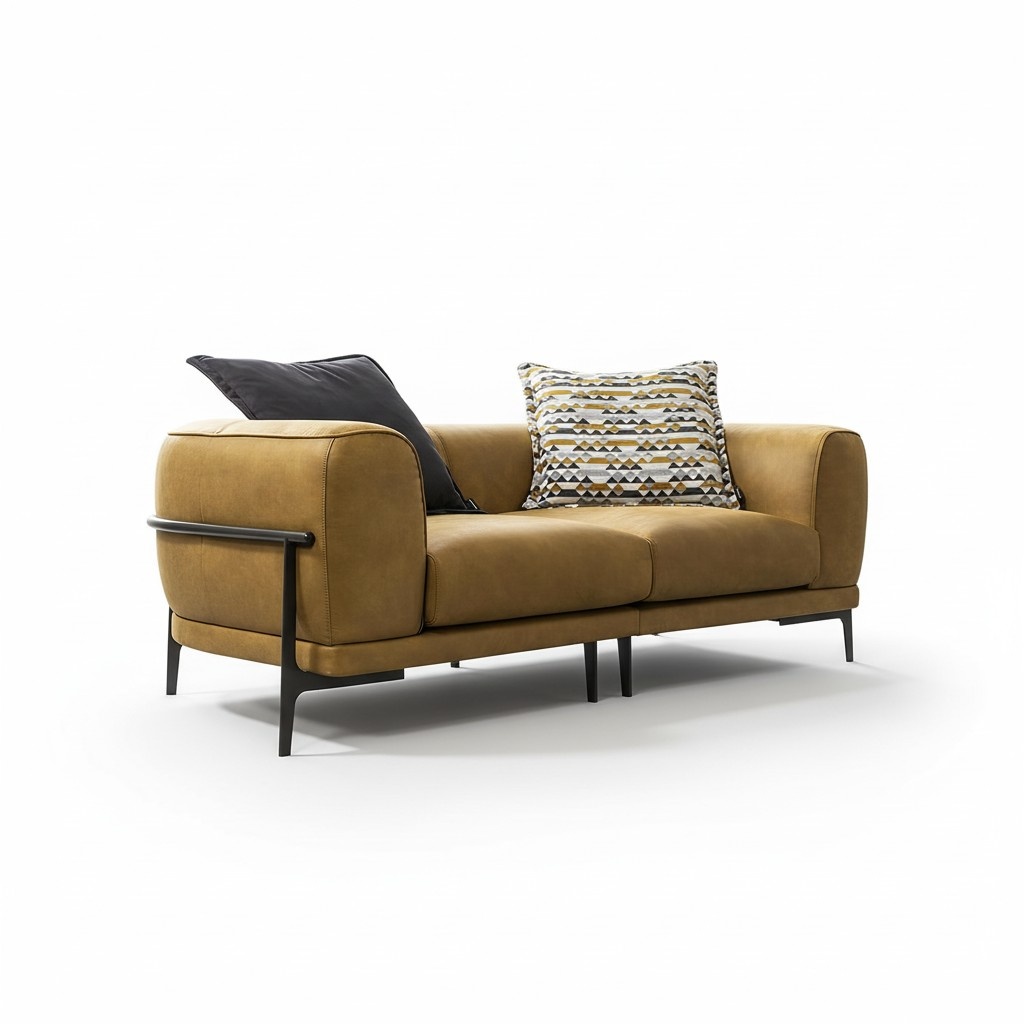 Two Seater Sofa 2 Seater Sofas Modern Yellow Faux Leather Couch Design