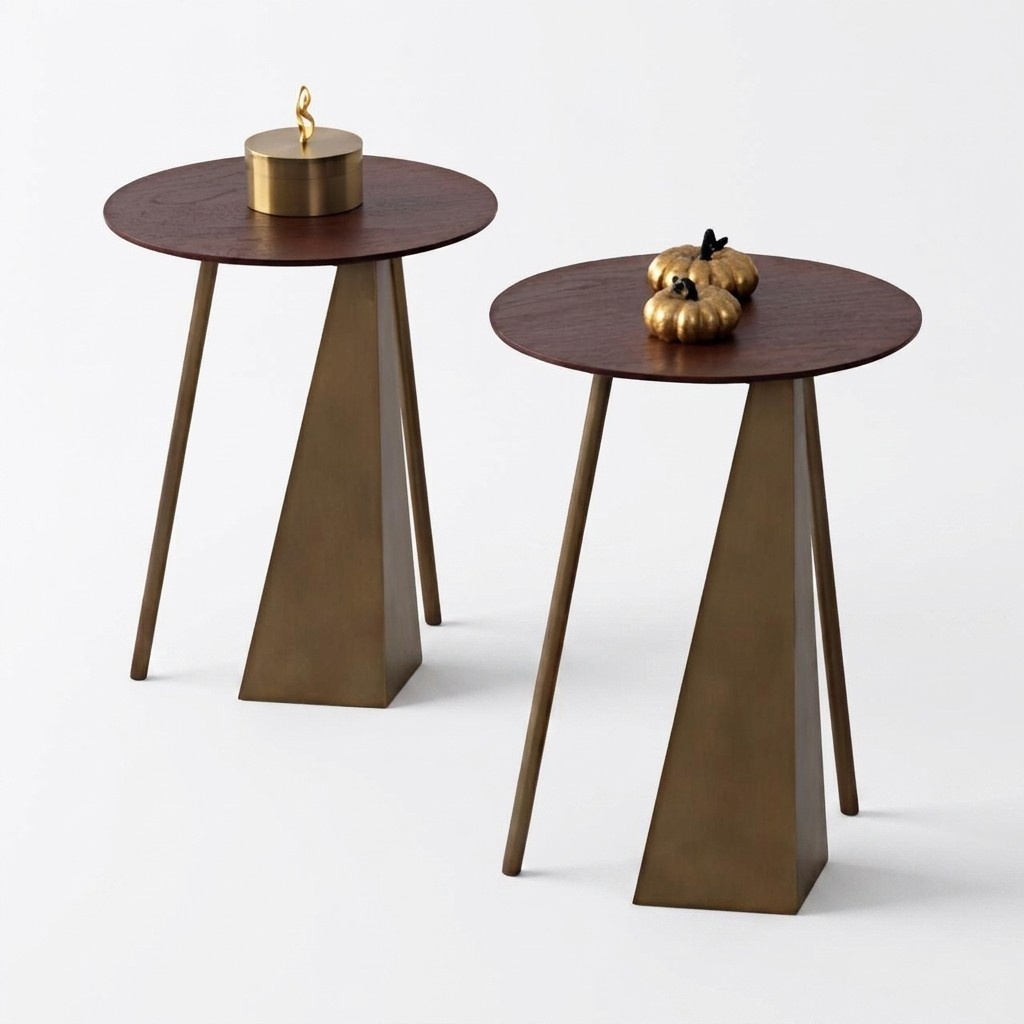 Two side tables with a stylish tabletop coffee table.