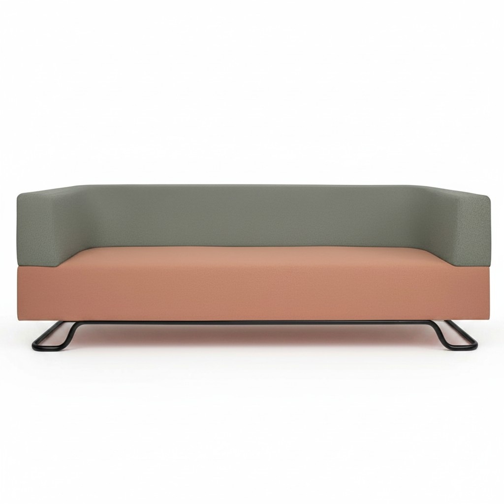 Two Tone Sofa Green 3 Seater Upholstered Living Room Designer Couch