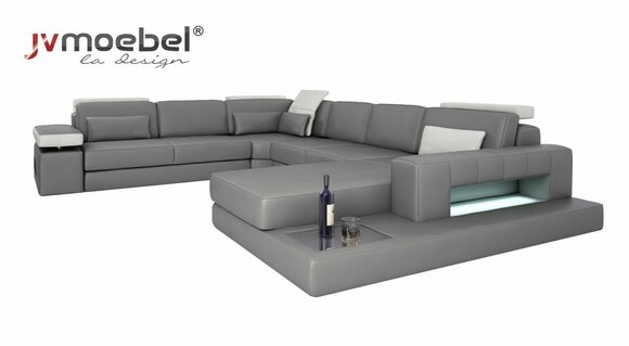 Sofas Grey New Sofa U-Form Fabric Sofa Couch Living Landscape Design Modern Leather