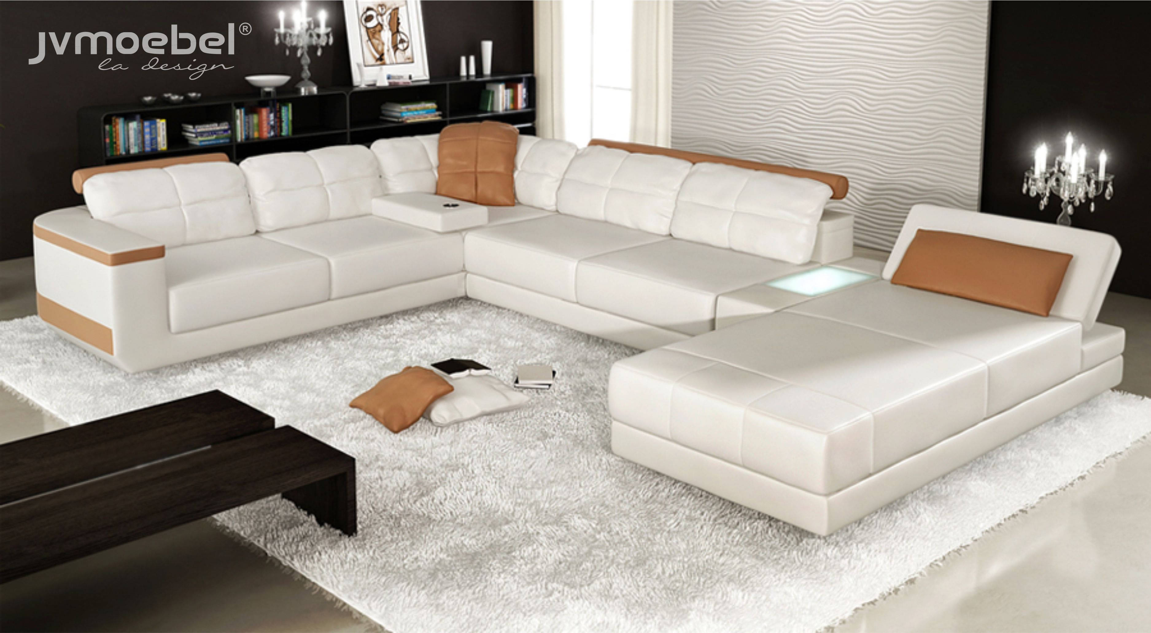 Corner Sofa U-Form Sofa Couch Textile Sofas Design Living Landscape Bed Function Leather
