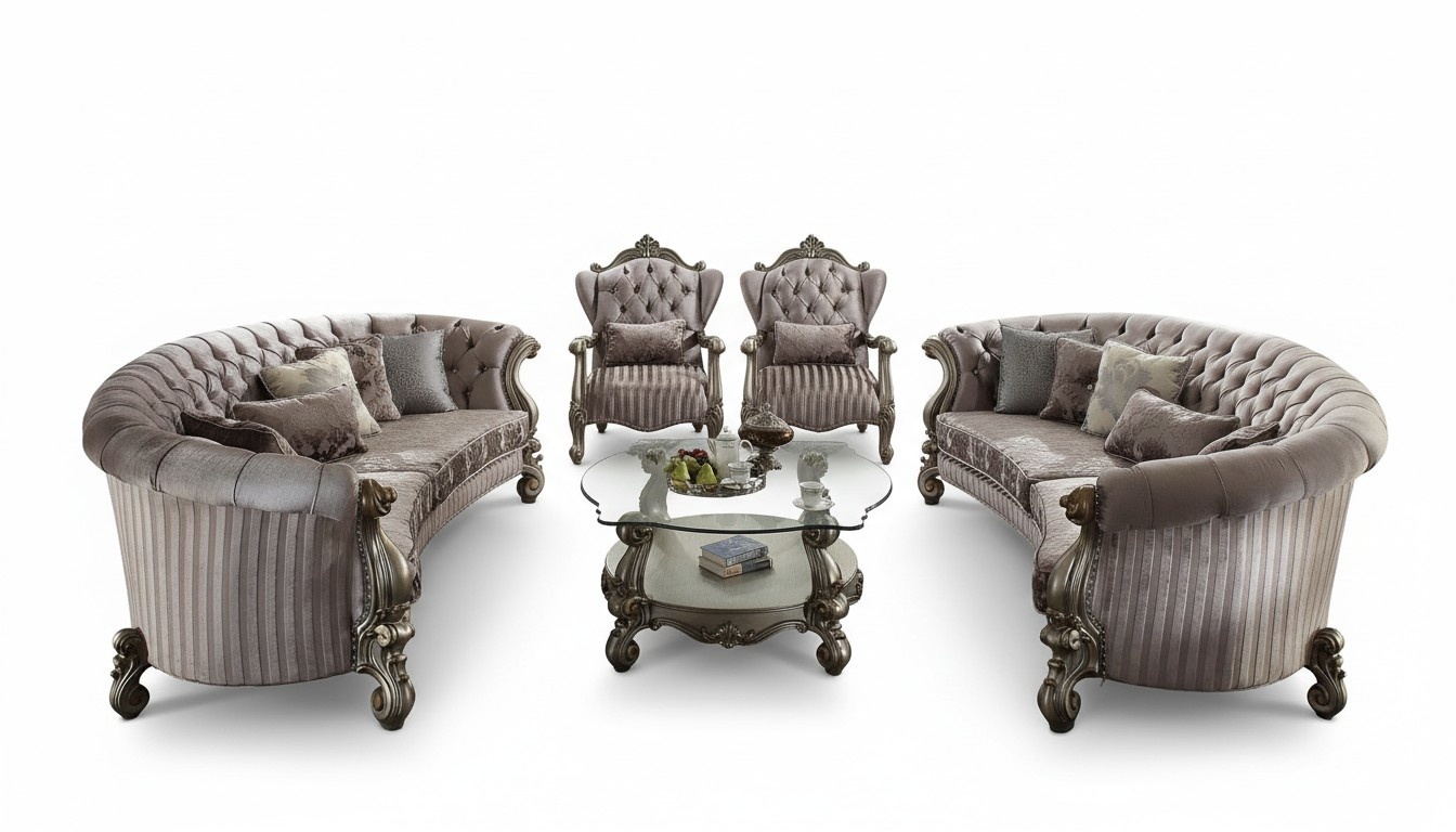 Unique Set Chesterfield Luxury Furniture 4pcs 2x Round Sofa + 2x Armchair new