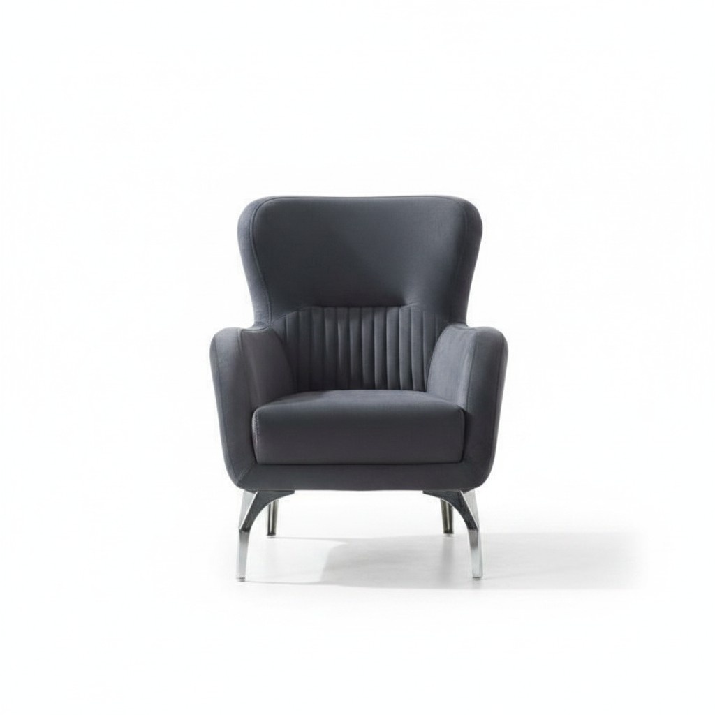Armchair Living Room Chair Single Seat Fabric Gray Seating Design Furniture