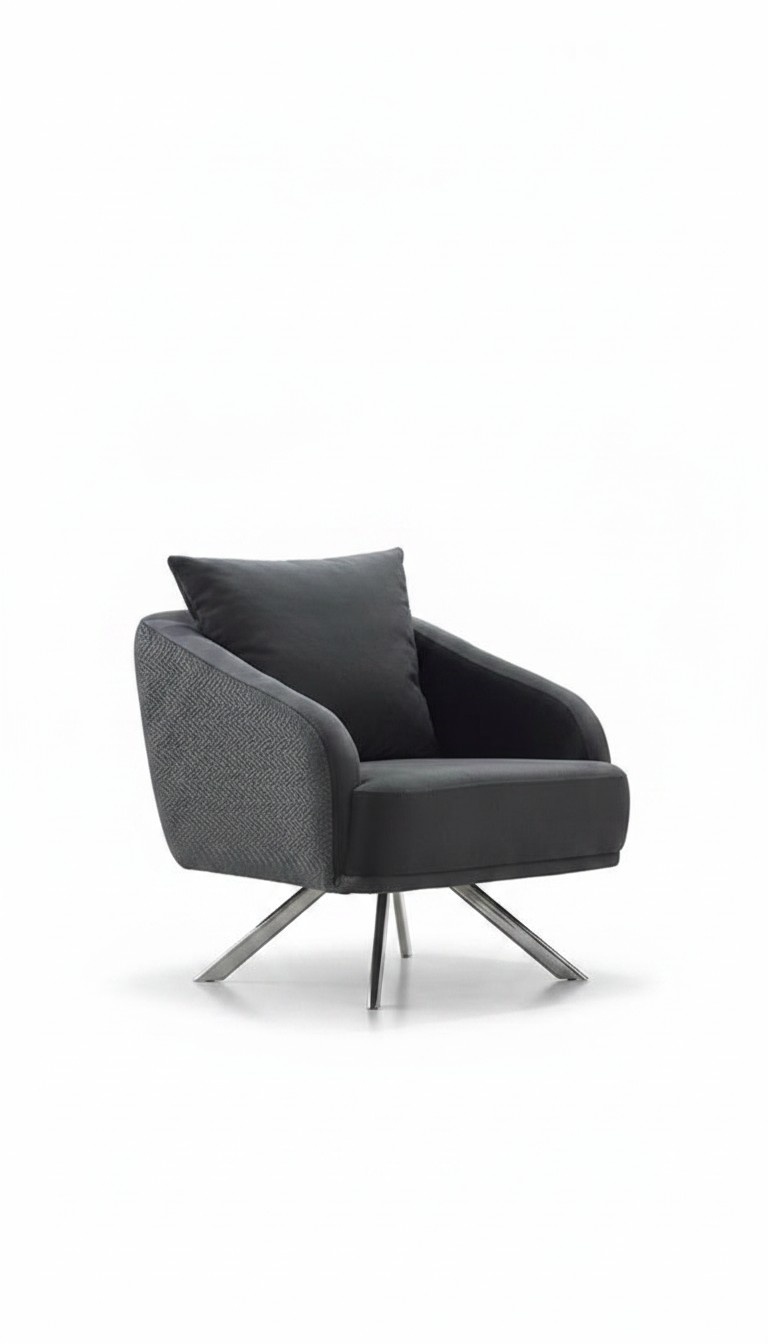 Armchair Living Room Single Seat Fabric Gray Seat Modern Furniture