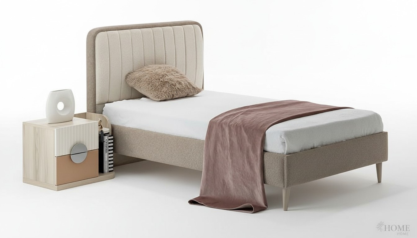 Upholstered bed Elegant nightstand Stylish design Comfortable children\'s room furniture