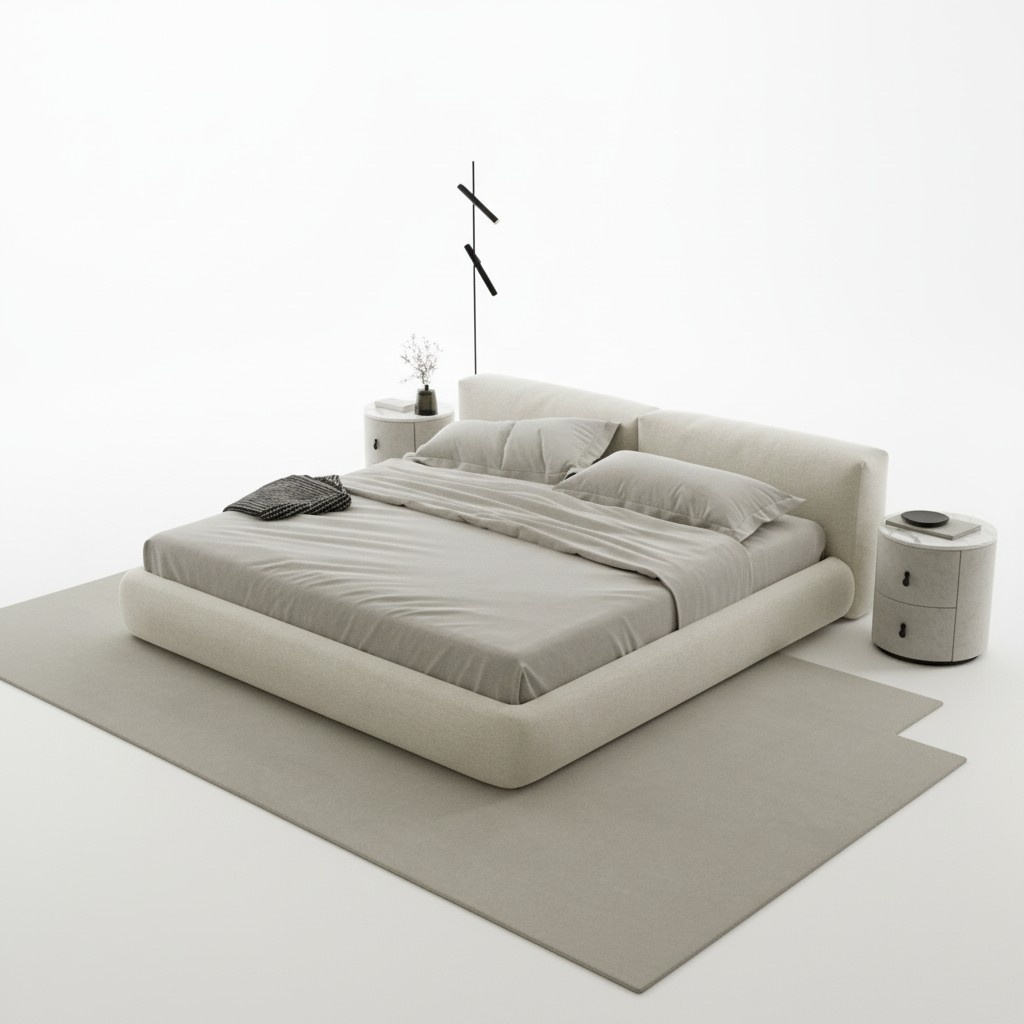 Gray Upholstered Bed Modern Design Comfortable Sleeping Stylish Luxury Bed Elegant