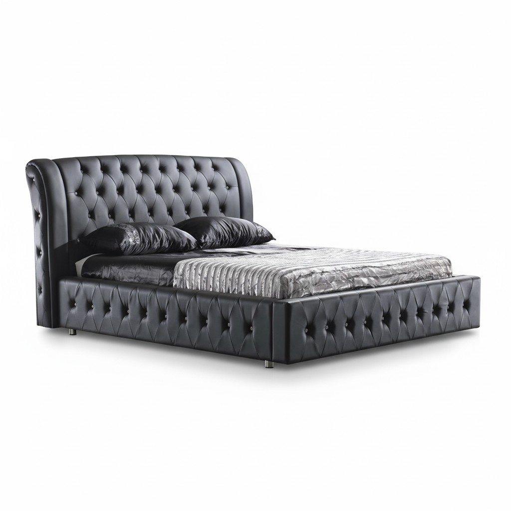UPHOLSTERED BED LEATHER BED BED BED MODEL S-9270 black 160/180/200X220CM