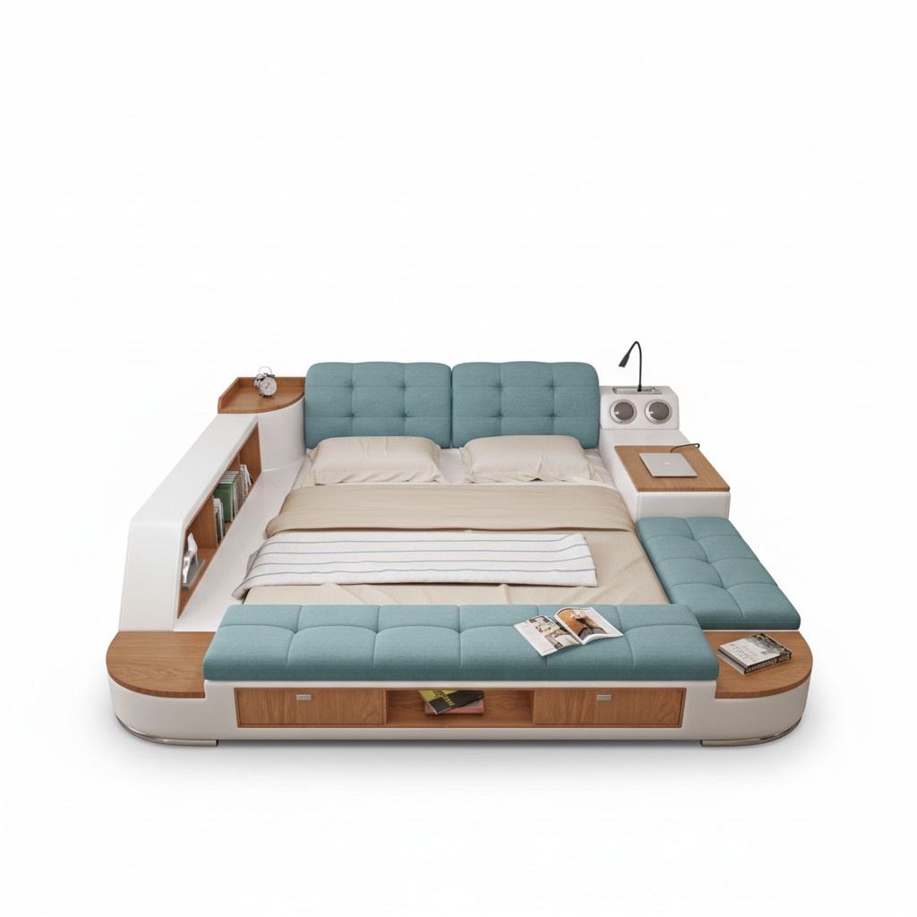 Upholstered Beds Modern Hotel Multifunction New Double Luxury Design Leather Bed