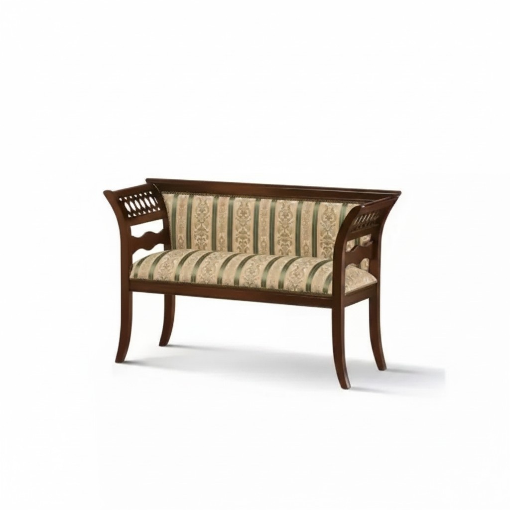 Upholstered Bench Designer Living Room Beige Classic Seating New Luxury