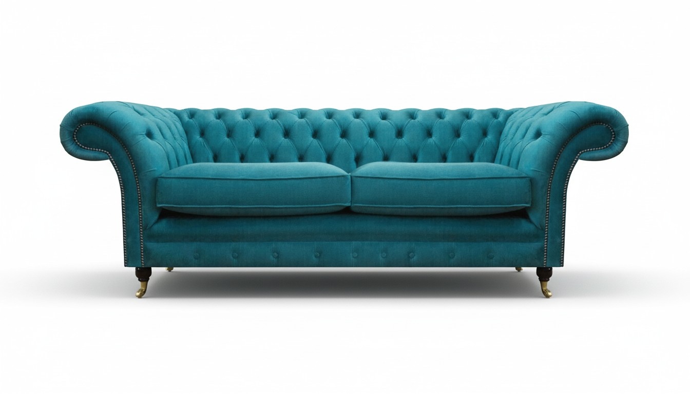 Blue Upholstered Furniture Two-Seater Sofa Couch Textile Sofa Luxurious Modern Design