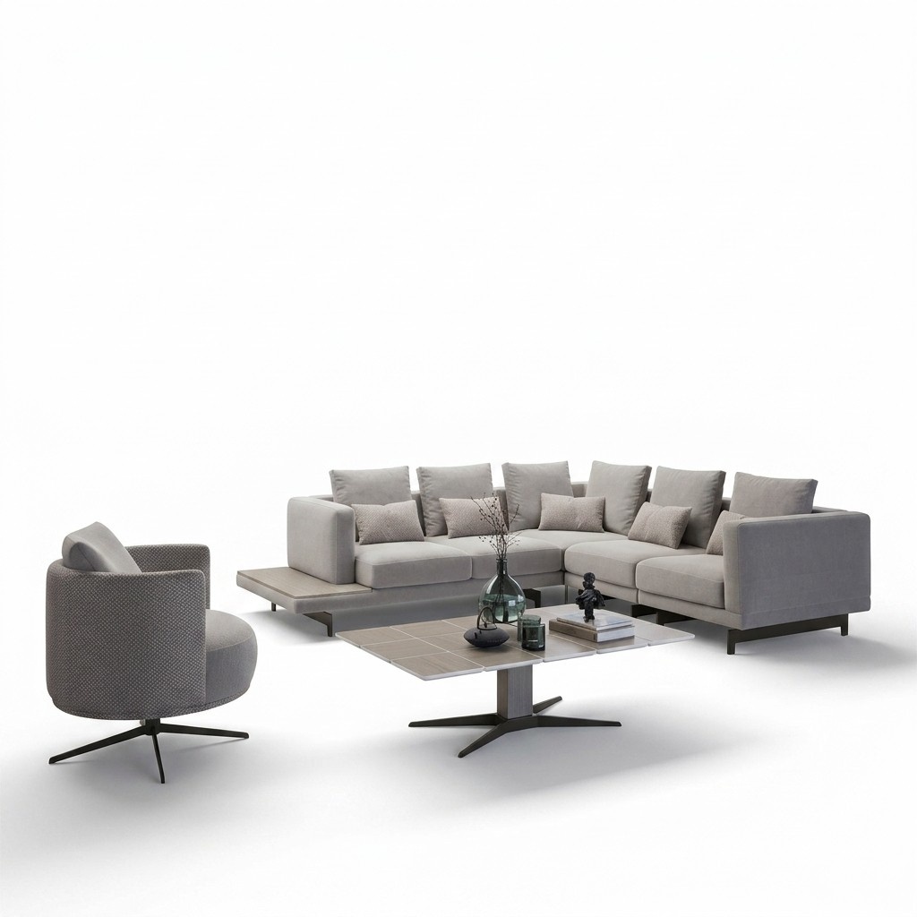 Upholstered furniture corner sofa L-shaped living room coffee table