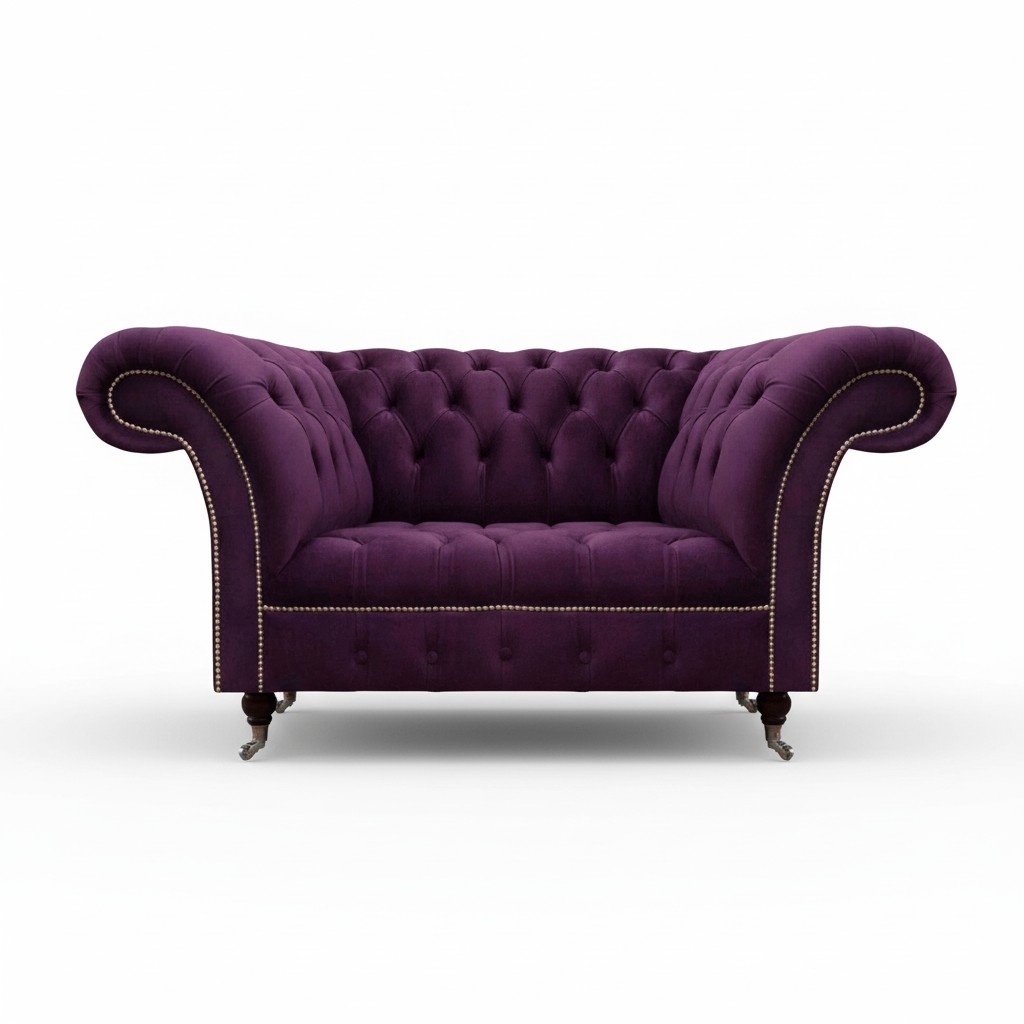 Purple Upholstered Two-Seater Sofa Couch Luxury Furniture Design Textile Sofa