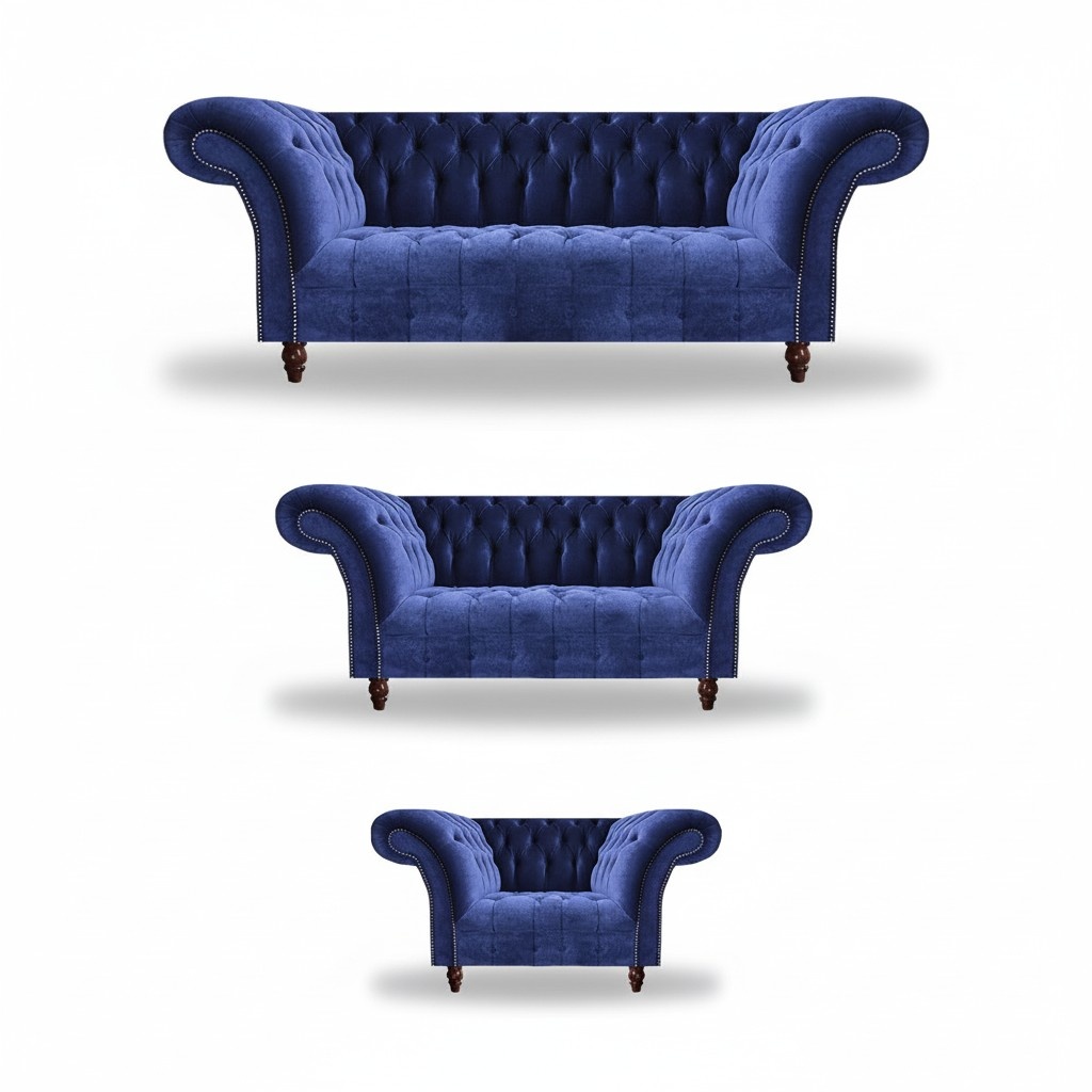 Cushion furniture sofa set 3 pieces living room 3+2+1 seat Chesterfield