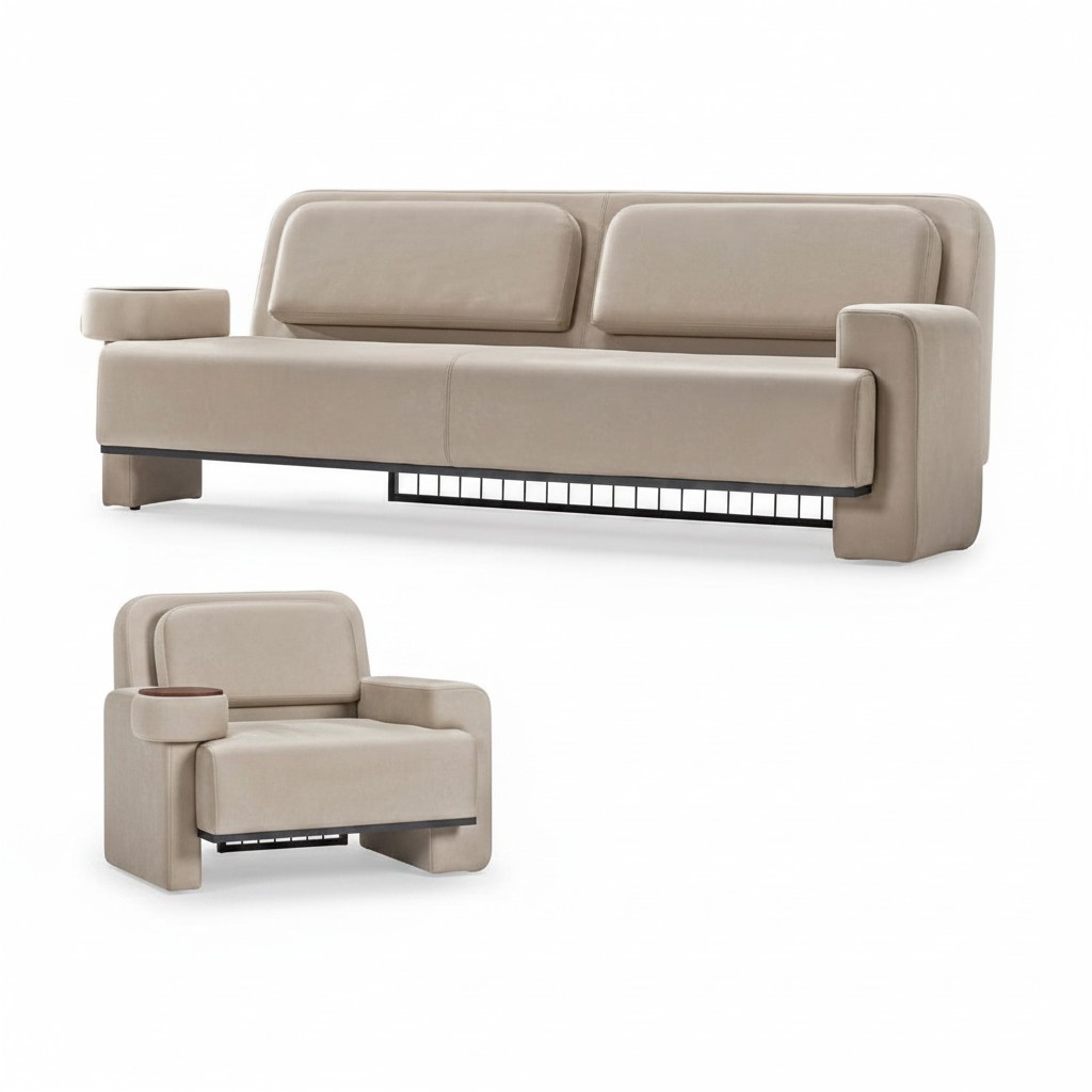 Cushion group seating ensemble sofa set group seating combination 3+1