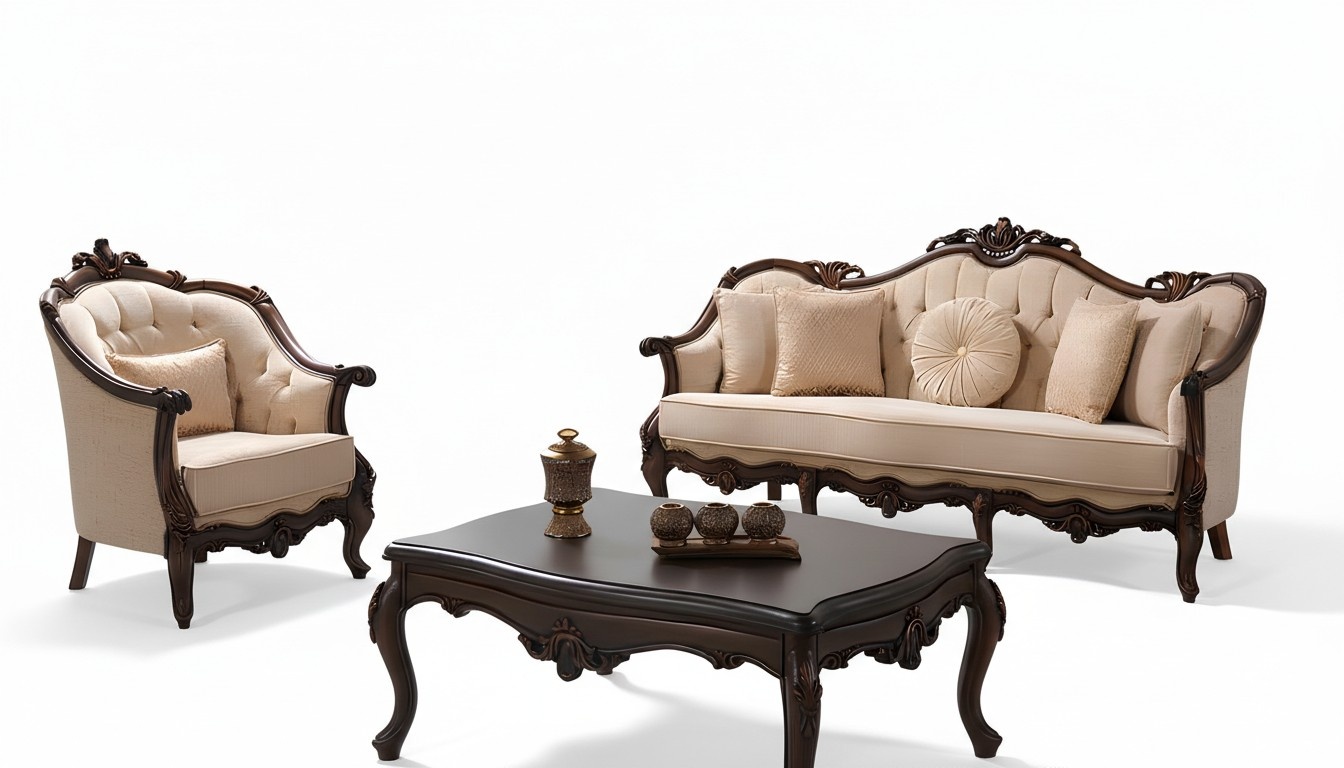 Upholstered sofa Chesterfield set Sofa set Fabric Sofa Beige Set