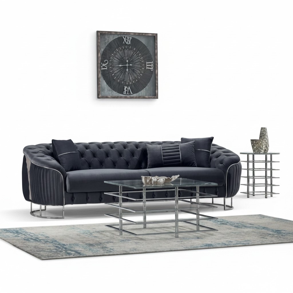 Upholstered sofa couch three-seater sofa 3-seater fabric sofa gray luxury sofas